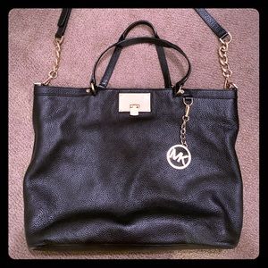 Michael Kors black leather crossbody handbag